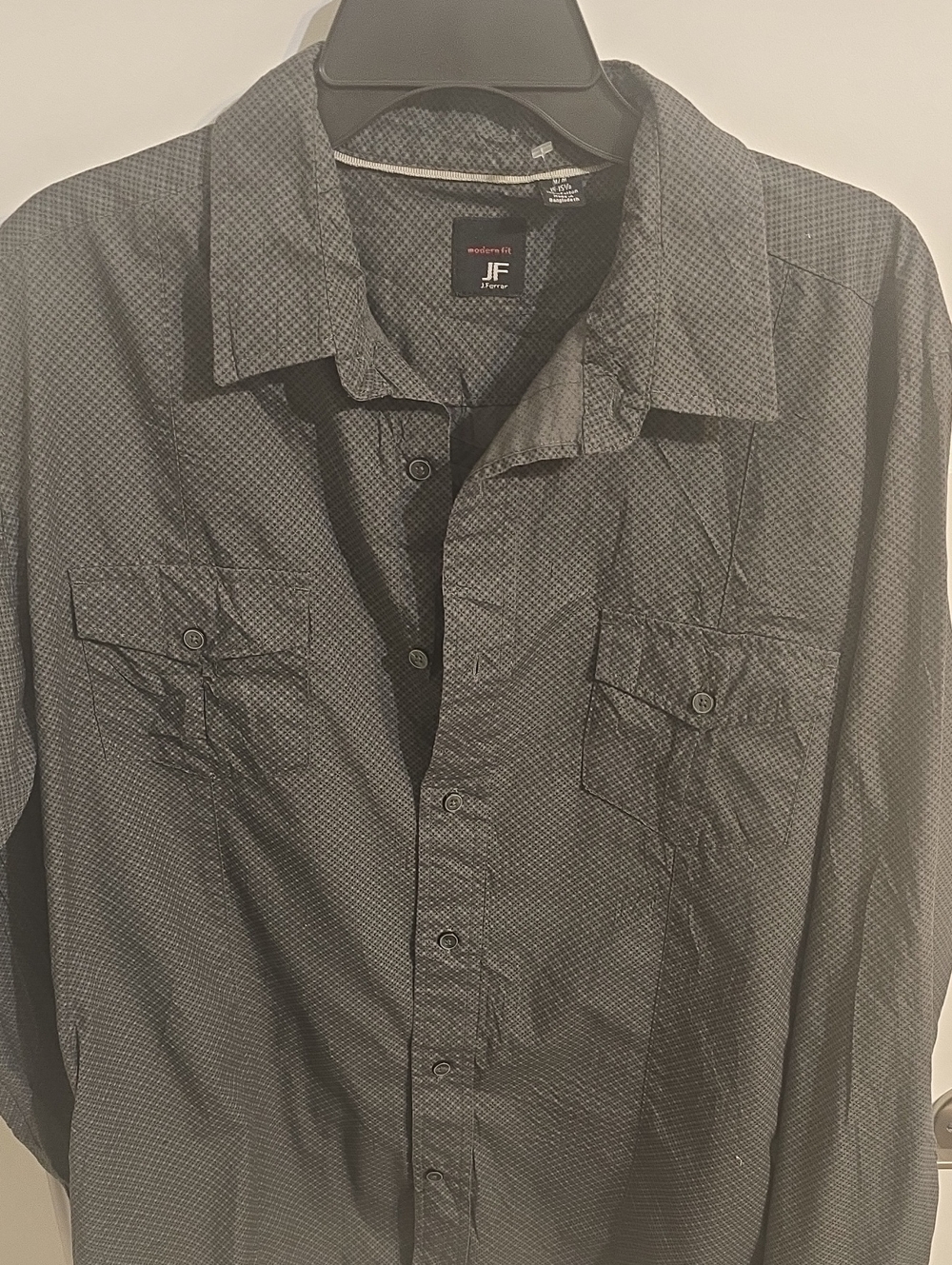 jf j.ferrar Black Micro-Pattern Long-Sleeve Button-Down Shirt F 069